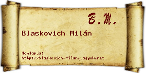 Blaskovich Milán névjegykártya