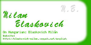 milan blaskovich business card